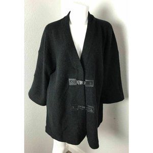 JM Collection Wool Buckle-Front Jacket Deep Black M $89 Coat Outerwear Coat